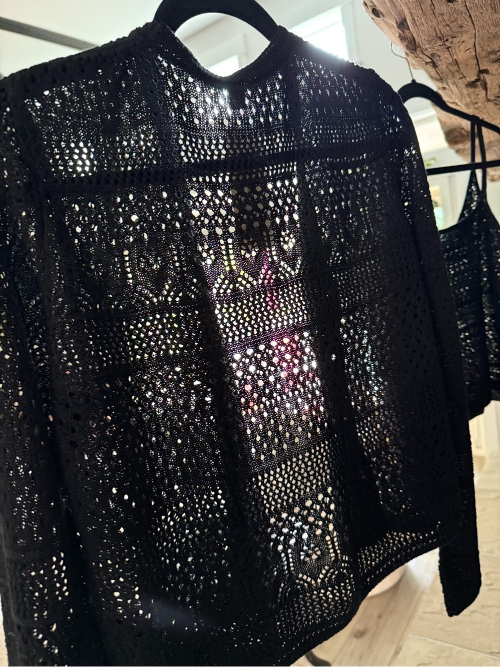 UNIQLO Black Crochet Open-Front Women's Cardigan and Camisole. - Picture 9 of 10